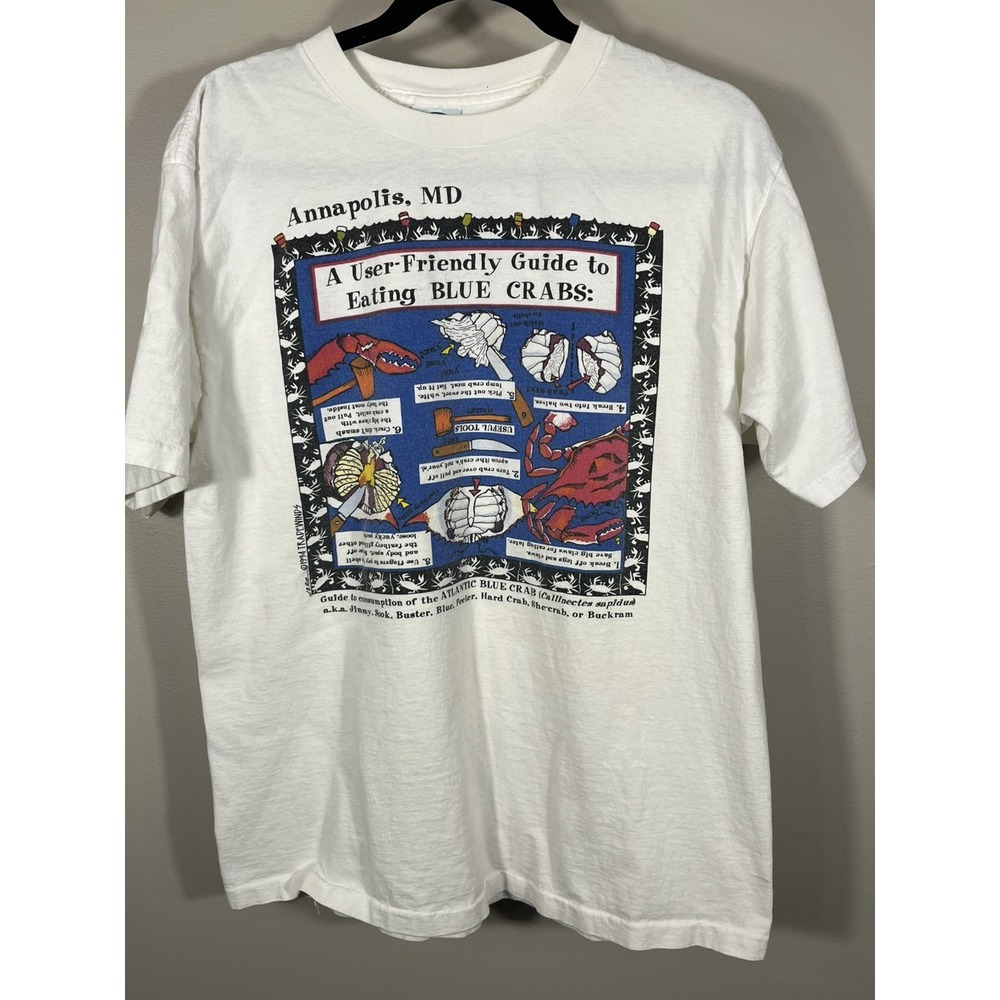 Vintage 90s Annapolis MD Blue Crabs Shirt Single Stitch Made in USA Large (P)
